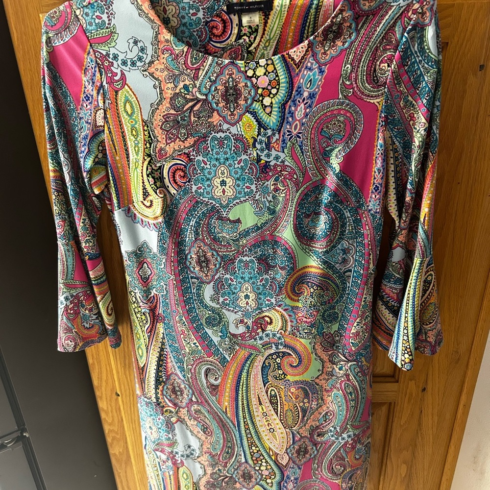 Tommy Hilfiger Pink and Blue Graphic Blouse